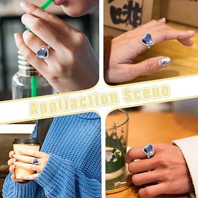 DIY 304 Stainless Steel Heart Finger Rings Making Kits STAS-HY0001-96-1