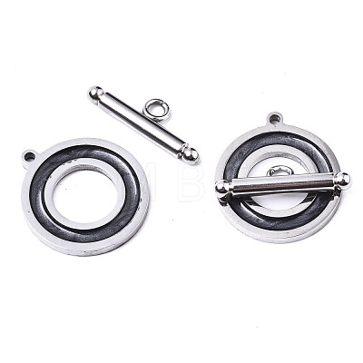 201 Stainless Steel Toggle Clasps X-STAS-R115-14B-P-1