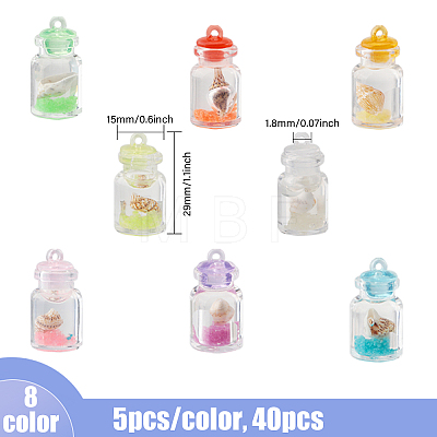 40Pcs 8 Colors Transparent & Luminous Plastic Pendants KY-CA0001-50-1