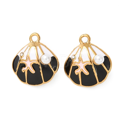 304 Stainless Steel Enamel with ABS Iimitation Pearl Pendants STAS-Z193-07G-1