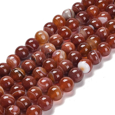 Natural Striped Agate/Banded Agate Beads Strands G-G582-8mm-59-1