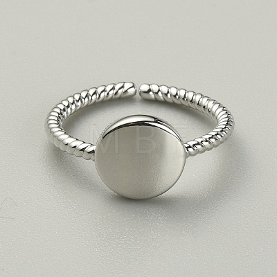 Brass Flat Round Open Cuff Ring RJEW-WH0004-25P-1