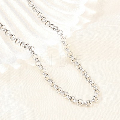 4MM 304 Stainless Steel Rolo Chain Necklaces for Men Women NJEW-H093-07A-P-1