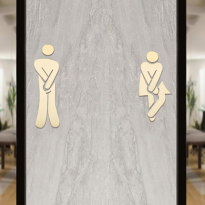 3D Plastic Self-Adhesive Man & Woman Pattern Mirror WC Sign DIY-WH0308-145A-1