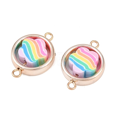 CCB Plastic Frame with Polymer Clay Rainbow Beads Links Connector Charms KK-D103-08C-RG-1