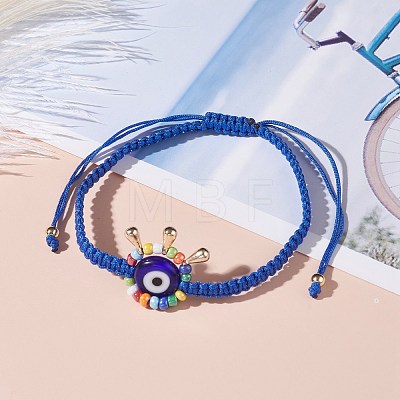 Big Evil Eye Braided Bead Bracelet BJEW-JB07109-01-1