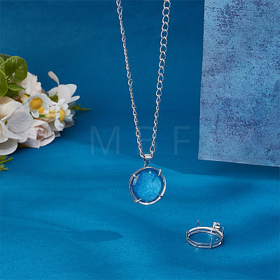 2Pcs 925 Sterling Silver Pendant Cabochon Settings STER-PH0003-98-1