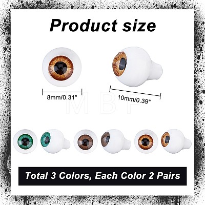 AHADERMAKER 6 Pairs 3 Colors Teardrop Shaped Acrylic Doll Craft Eyes DIY-GA0004-57C-1