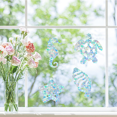 16 Sheets Waterproof PVC Colored Laser Stained Window Film Static Stickers DIY-WH0314-082-1