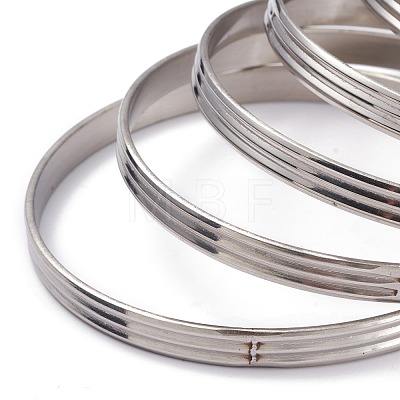 7Pcs Women's Simple Fashion Textured 304 Stainless Steel Stackable Bangles BJEW-O182-03P-1