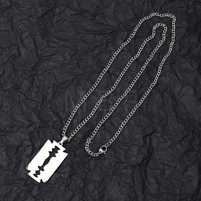 201 Stainless Steel Pendant Necklaces for Man NJEW-Q336-02C-P-1