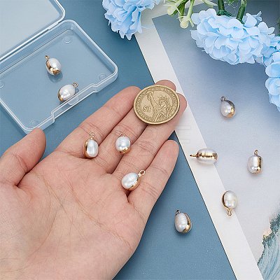 10Pcs Electroplate Natural Baroque Pearl Keshi Pearl Pendants PEAR-ME0001-01-1