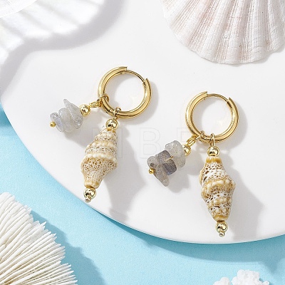 Brass Shell Shape Hoop Earrings EJEW-JE06747-01-1