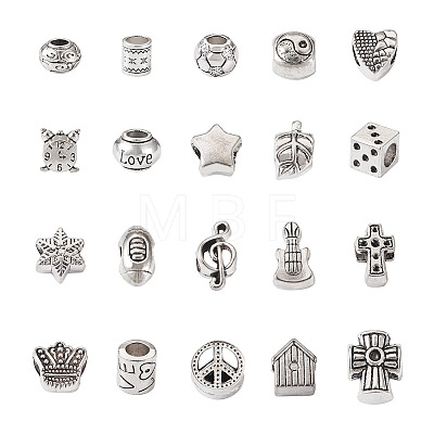 Kissitty 40Pcs 20 Style Zinc Alloy European Beads FIND-KS0001-20-1