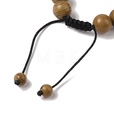 10mm Round Natural Wood Lace Stone Braided Bead Bracelets BJEW-C067-01C-17-1