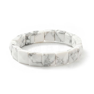 Square Synthetic Howlite Beads Stretch Bracelets for Women Men BJEW-C097-06V-1