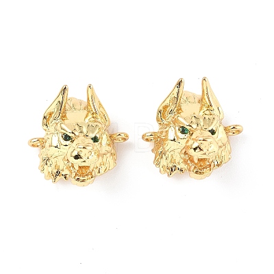 Halloween Brass Micro Pave Green Cubic Zirconia Connector Charms KK-E068-VF354-1