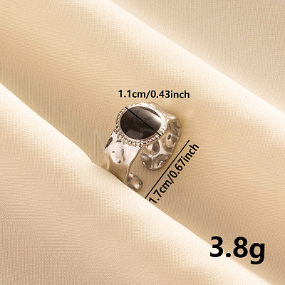 Stylish 304 Stainless Steel Enamel Cuff Ring RR1427-1-1