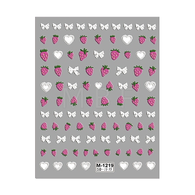 Bowknot & Strawberry Self Adhesive 5D Embossed Nail Art Stickers PW-WG579ED-02-1