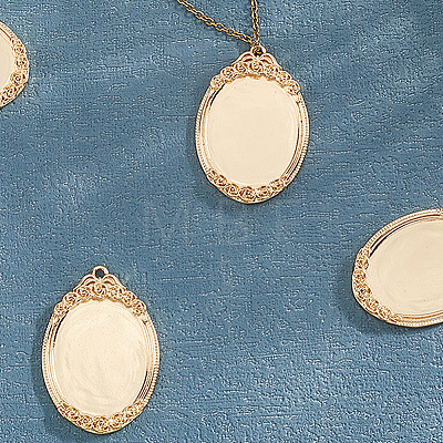 4Pcs Brass Pendant Cabochon Settings KK-BBC0020-14-1