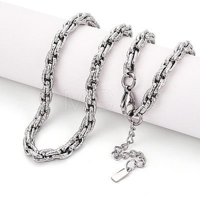 6MM 304 Stainless Steel Textured Rope Chain Necklaces for Men NJEW-N062-01P-1