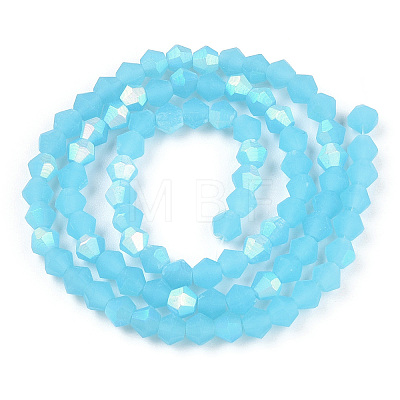 Imitation Jade Bicone Frosted Glass Bead Strands GLAA-F029-JM4mm-A03-1