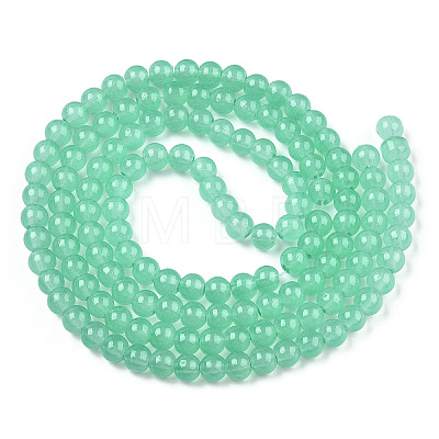 Baking Painted Imitation Jade Glass Round Bead Strands DGLA-Q021-6mm-22-A-1