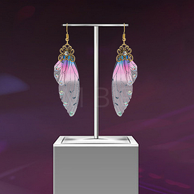 ANATTASOUL 4Pcs 4 Colors Gradient Butterfly Resin Dangle Earrings EJEW-AN0003-94-1