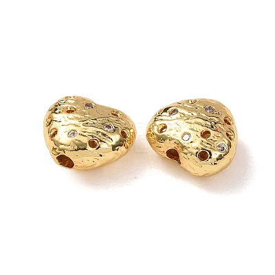 Brass Micro Pave Cubic Zirconia Beads KK-D259-10G-1
