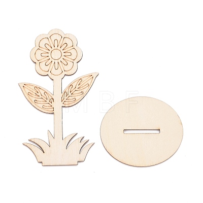 DIY Unfinished Wood Flowers Cutout WOOD-P017-06-1