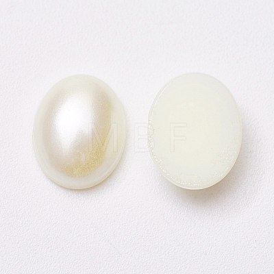 Acrylic Imitation Pearl Cabochons X-MACR-E007-8x10mm-J02-1