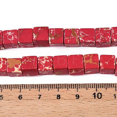 Dyed Synthetic Imperial Jasper Beads Strands G-T139-8x8-38B-1