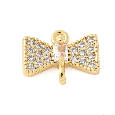 Brass Micro Pave Cubic Zirconia Connector Charms KK-U056-53G-1