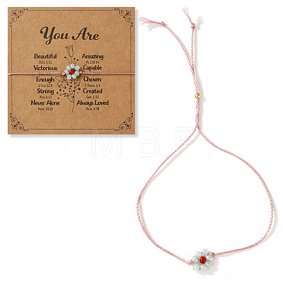 Daisy Charm Glass Seed Bead Slider Bracelets JL6020-13-1