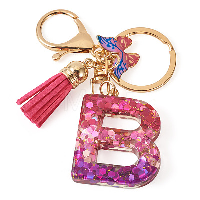 Alloy Resin Butterfly Keychains KEYC-TADJ0002-02G-B-1