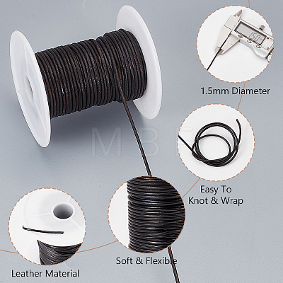 20M Round Cowhide Leather Cord WL-WH0015-01A-03-1