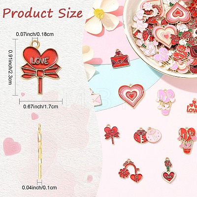 40Pcs 10 Styles Valentine's Day Theme Alloy Enamel Pendants ENAM-YW0008-63A-1