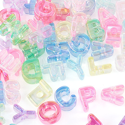 52Pcs 26 Styles UV Plating Transparent Acrylic European Beads OACR-TA0004-82-1