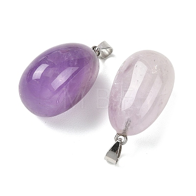 Natural Amethyst Tumbled Stone Pendants GG-K002-06M-1