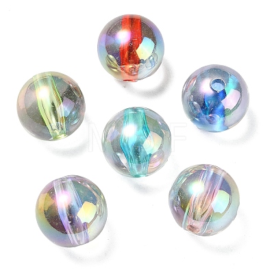UV Plating Transparent Rainbow Iridescent Acrylic Beads OACR-F004-01-1