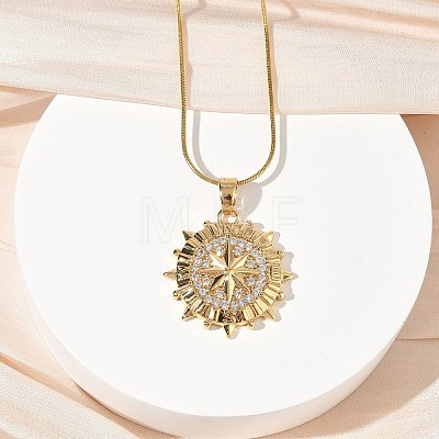 304 Stainless Steel Micro Pave Clear Cubic Zirconia Pendant Necklaces for Women NJEW-Z103-01G-09-1
