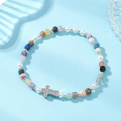 Natural Mixed Gemstone Beaded Stretch Bracelets for Women BJEW-JB13199-1
