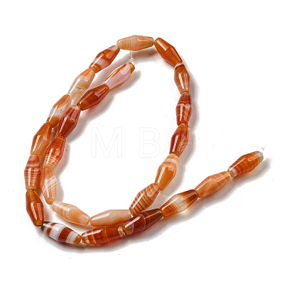 Natural Red Striped Agate/Banded Agate Beads Strands G-A223-A05-01-1