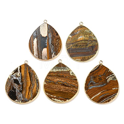 Natural Tiger Eye Pendants G-E526-01H-1