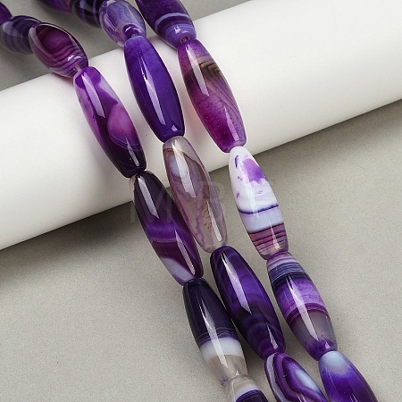 Natural Striped Agate/Banded Agate Beads Strands G-S280-10B-1