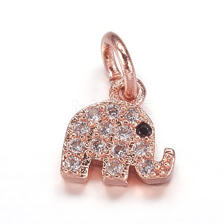 Brass Micro Pave Cubic Zirconia Pendants ZIRC-K070-42RG-1
