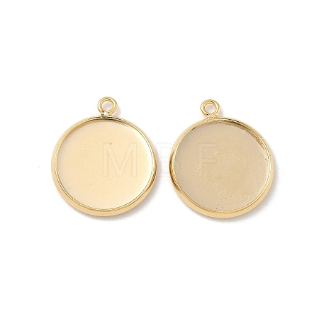 Flat Round Brass Pendant Cabochon Settings KK-K414-14F-G-1
