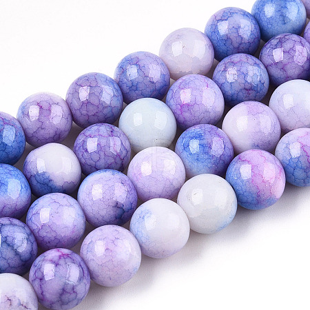 Ombre Effect Dyed Crackle Glass Beads X1-GLAA-T031-10mm-01T-1