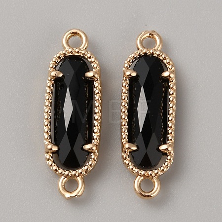 Golden Plated Brass Pave Glass Connector Charms FIND-WH0110-728G-02-1