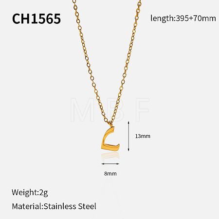 304 Stainless Steel Arabic Initial Letter Pendant Necklaces FS-WG7B6CA-15-1